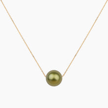 Load image into Gallery viewer, Floating Enhanced Pistachio Tahitian Pearl Necklace