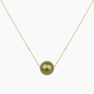 Floating Enhanced Pistachio Tahitian Pearl Necklace