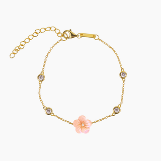 Plumeria Pink Mother of Pearl Bracelet