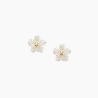 Pua mother of Pearl flower studs in gold 