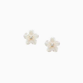 Pua mother of Pearl flower studs in sterling silver 