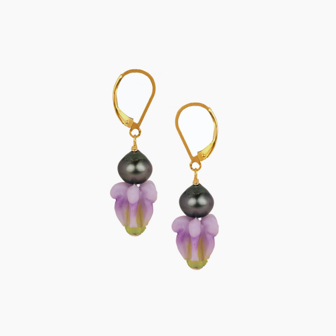 Purple Crown Tahitian Pearl Drop Earring