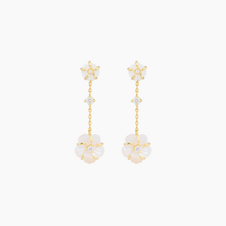 Sage Plumeria Mother of Pearl Earrings