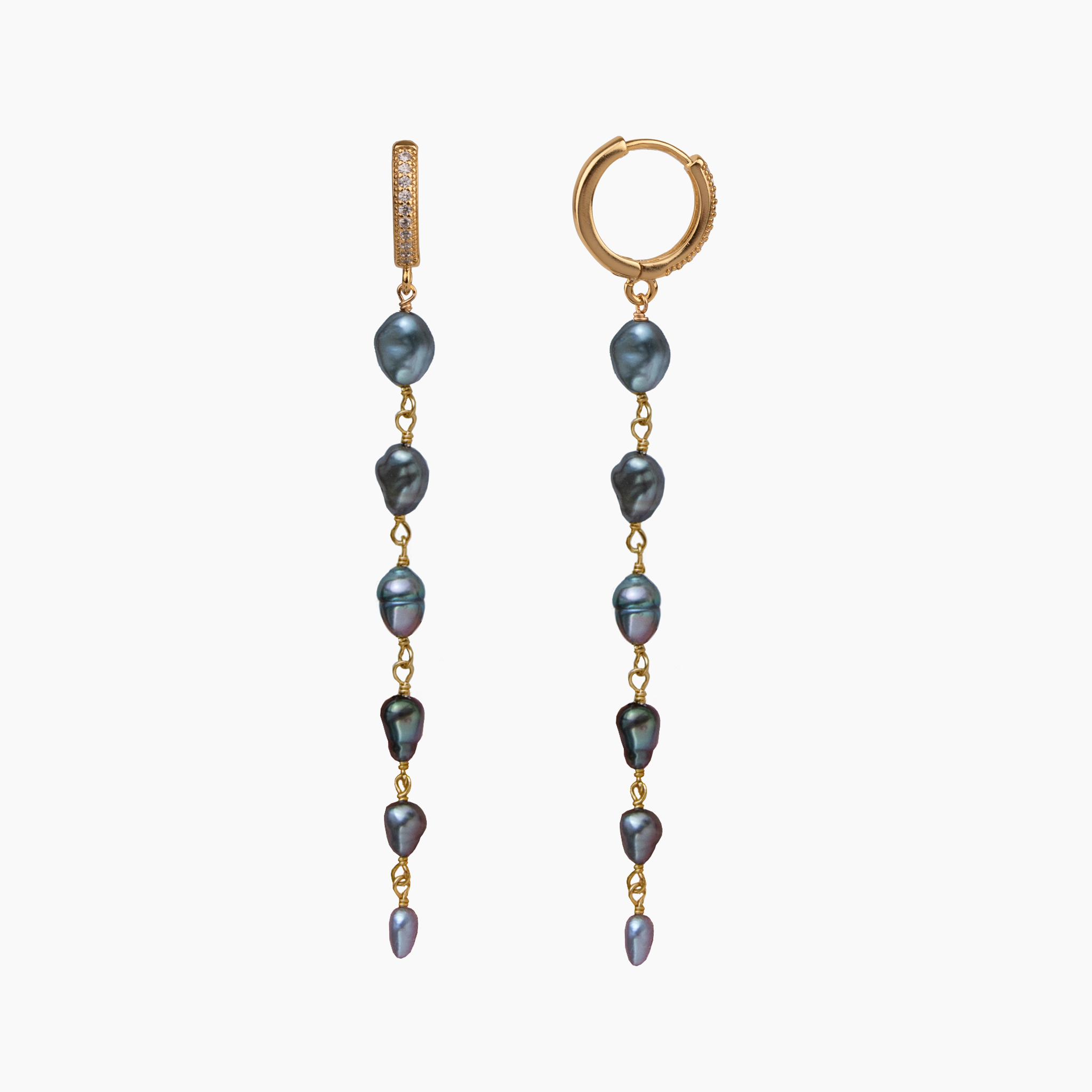 Elima Tahitian Keshi Pearl Huggies