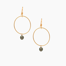 画像をギャラリービューアに読み込む, マリコ アクアマリン タヒチアンパール フープイヤリング