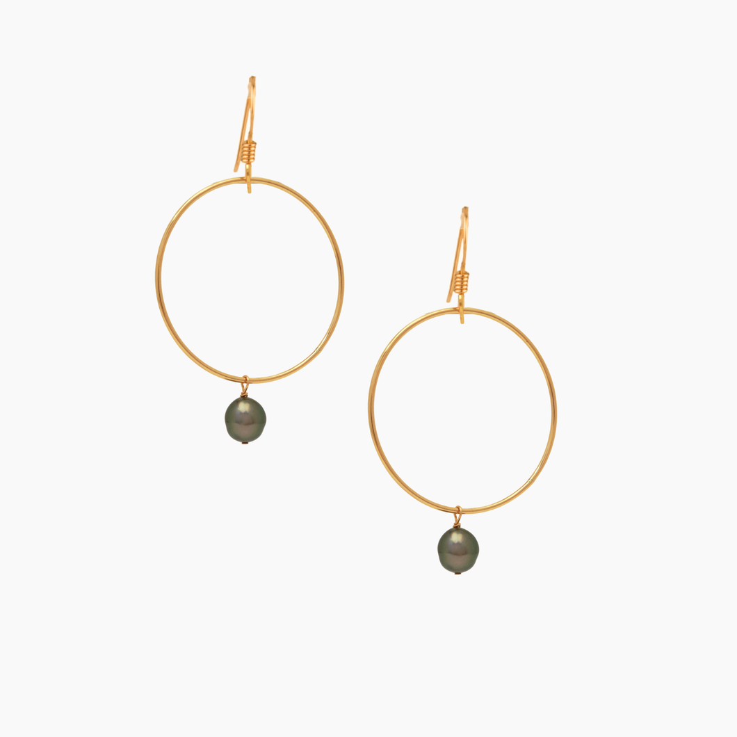 マリコ アクアマリン タヒチアンパール フープイヤリング