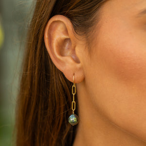 Tahitian Pearl Paperclip Earrings