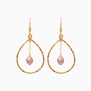 Teardrop Pink Keshi Pearl Earrings