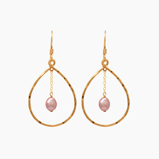 Teardrop Pink Keshi Pearl Earrings
