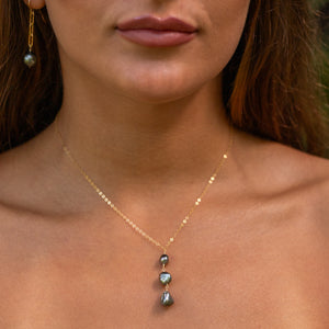 Ekolu Tahitian Keshi Pearl Y Necklace