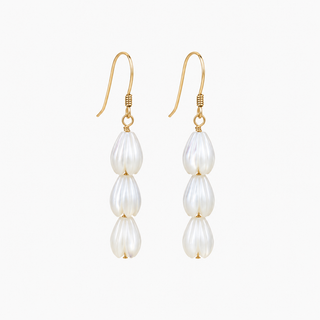 Triple White Pikake Drop Earrings