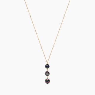 Triple Long Peacock Tahitian Pearl Necklace