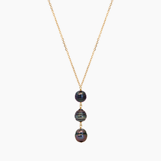 Triple Long Peacock Tahitian Pearl Necklace