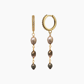 Tahitian Keshi black pearl huggies handcrafted in Hawaii