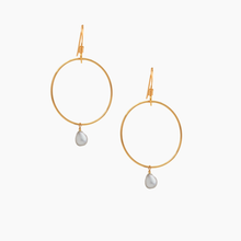 画像をギャラリービューアに読み込む, マリコ アクアマリン タヒチアンパール フープイヤリング