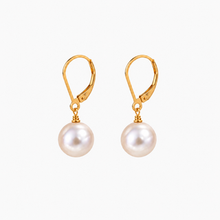 White Pearl Leverback Earrings