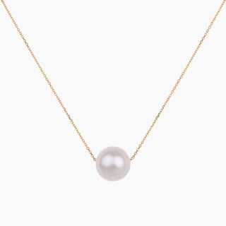 Floating white pearl necklace in 14k gold-fill, handmade in Hawaii by Misha Hawaii