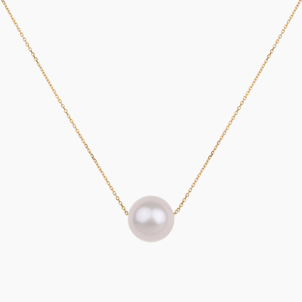 Floating White Pearl Necklace 14kt Gold