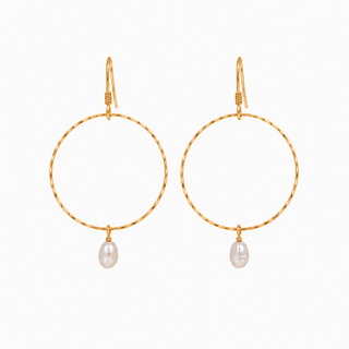White Keshi Pearl Hoop Earring