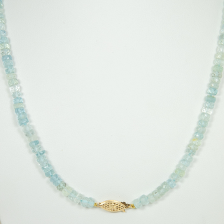 Mana aquamarine dark Tahitian Pearl Necklace Gold clasp