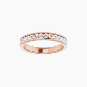 Channel Set Wedding Band with Diamonds 14kt Rose Gold