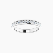 Load image into Gallery viewer, Channel Set Wedding Band with Diamonds 14kt White Gold