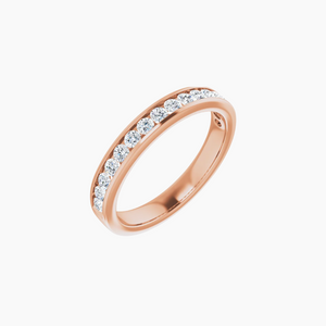 Channel Set Wedding Band with Diamonds 14kt Rose Gold