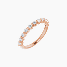 Load image into Gallery viewer, Classic Wedding Band with Diamonds 14kt Rose Gold