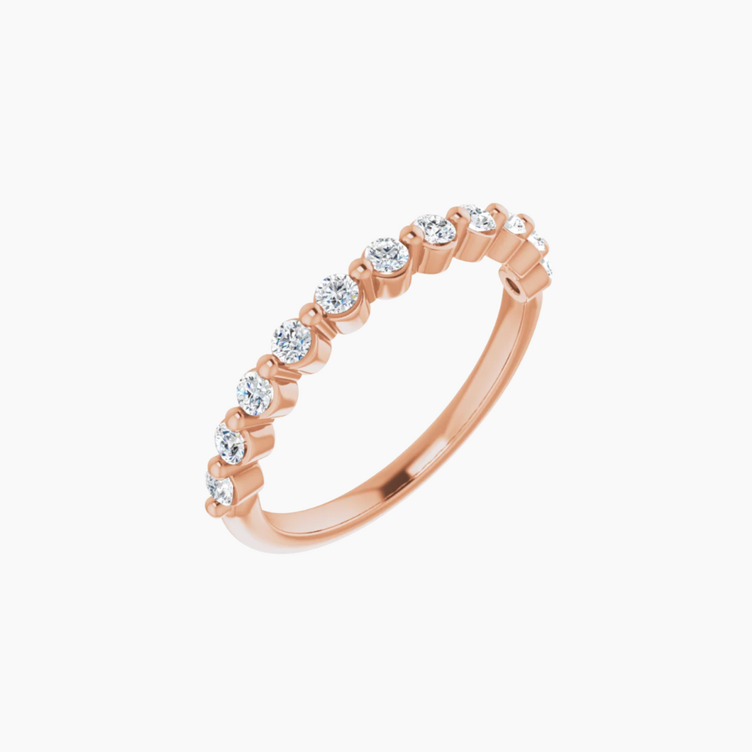 Classic Wedding Band with Diamonds 14kt Rose Gold
