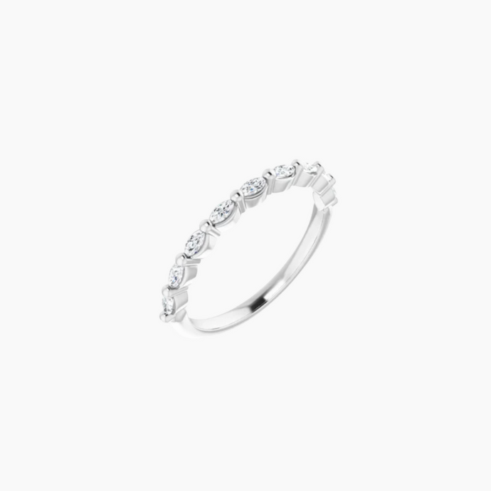Monarch Marquis Wedding Band with Diamonds 14kt White Gold