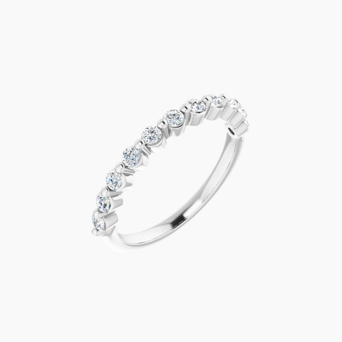 Classic Wedding Band with Diamonds 14kt White Gold