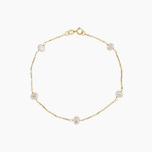 Load image into Gallery viewer, Maile White Pearl Bracelet 14kt Solid gold