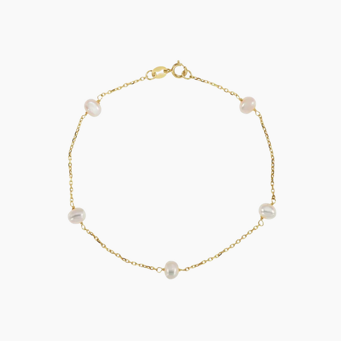 Maile White Pearl Bracelet 14kt Solid gold