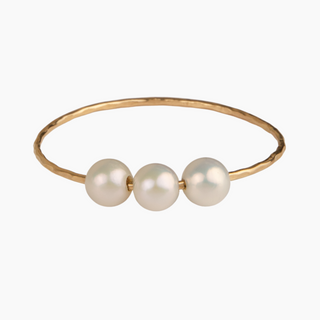 Triple White Pearl Bangle in Gold handmade in Hawaii