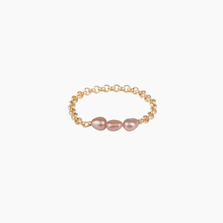 Triple Pink Keshi Pearl Chain Ring