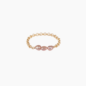 Pink Keshi Pearl Chain Ring Set of Three