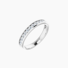 Load image into Gallery viewer, Channel Set Wedding Band with Diamonds 14kt White Gold