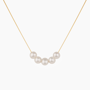Lucinda Five White Pearl Floating Necklace