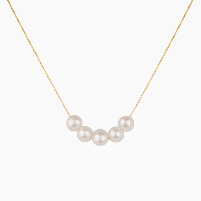 Lucinda Five White Pearl Floating Necklace
