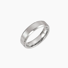 Load image into Gallery viewer, Silver Contrast Tungsten Beveled Edge Wedding Band
