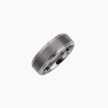 Load image into Gallery viewer, Satin Finished Tungsten Ridged Edge Wedding Band