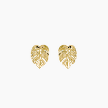 Load image into Gallery viewer, Tiny Monstera Stud Earring 14kt Gold