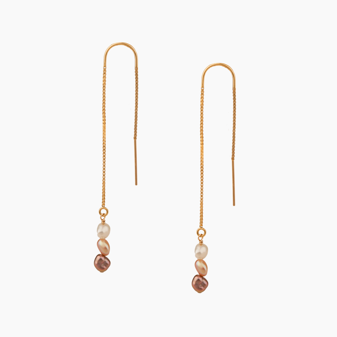 Ombré Pink Keshi Pearl Threader Earrings