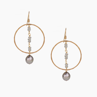 Mariko Aquamarine Tahitian Pearl Hoop Earring