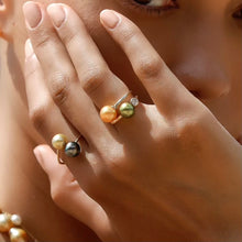 Load image into Gallery viewer, Golden &amp; Tahitian Pearl Bypass Ring