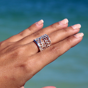 Fan Coral Cuff Ring Silver