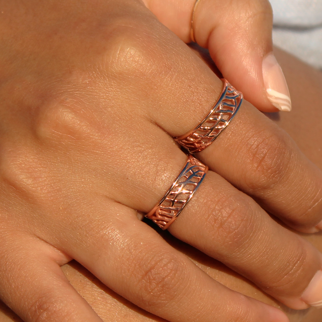 Fan Coral Band Ring Rose Gold