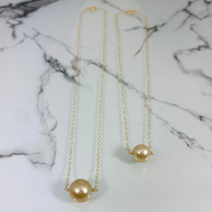 Baby Golden Pearl Bar Necklace