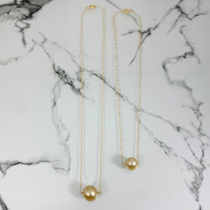 Baby Golden Pearl Bar Necklace