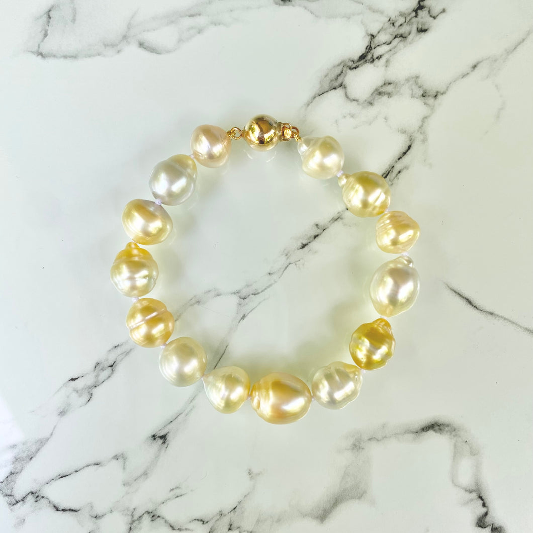 Olena Golden South Sea Knotted Pearl Bracelet